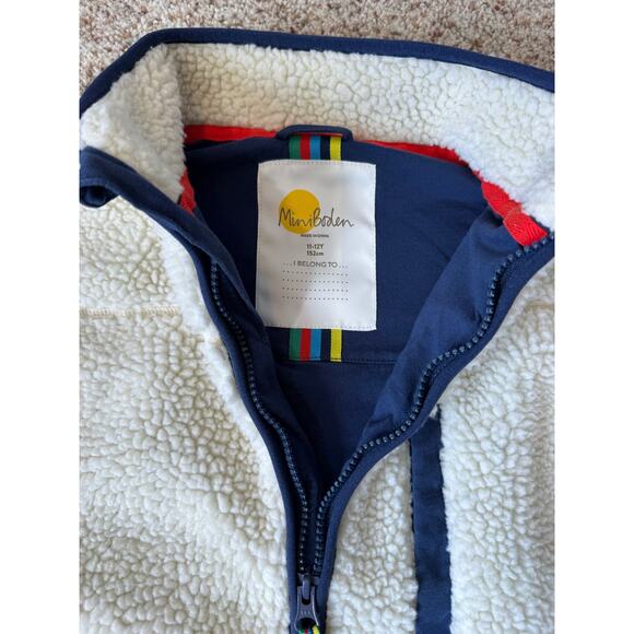 MINI  BODEN White & blue kids vest size 11/12; 152cm, White fluffy sherpa - Picture 3 of 8